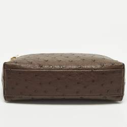 Pre Owned حقيبة صغيرة لورو بيانا L19 جلد نعام أحمر بجيب إضافي