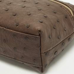 Pre Owned حقيبة صغيرة لورو بيانا L19 جلد نعام أحمر بجيب إضافي