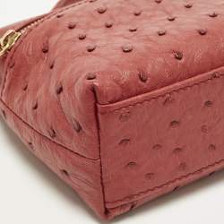 مملوكة مسبقًا حقيبة صغيرة لورو بيانا L19 جلد نعام أحمر بجيب إضافي