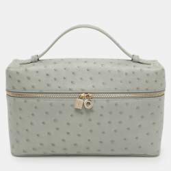 Pre Owned حقيبة صغيرة لورو بيانا L27 جيب إضافي جلد نعام رمادي