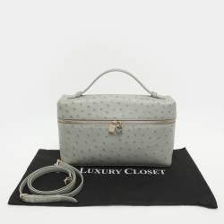 Pre Owned حقيبة صغيرة لورو بيانا L27 جيب إضافي جلد نعام رمادي