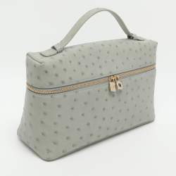 Pre Owned حقيبة صغيرة لورو بيانا L27 جيب إضافي جلد نعام رمادي