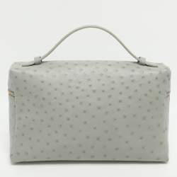 Pre Owned حقيبة صغيرة لورو بيانا L27 جيب إضافي جلد نعام رمادي