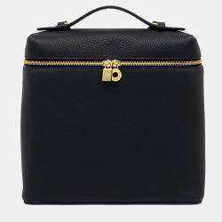 مملوكة مسبقًا Loro Piana Black Leather Extra Pocket Backpack