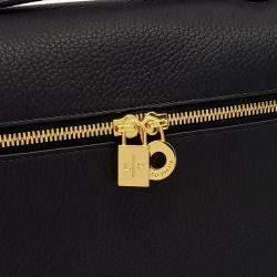 Pre Owned Loro Piana Black Leather Extra Pocket Backpack