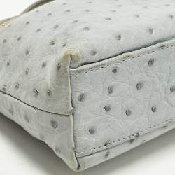 Pre Owned Loro Piana Extra Pocket L19 Light Blue Ostrich Leather Pouch