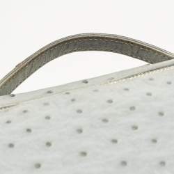 Pre Owned Loro Piana Extra Pocket L19 Light Blue Ostrich Leather Pouch