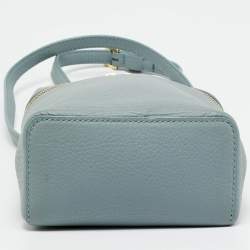 Pre Owned Loro Piana Pouch Light Blue Leather Crossbody Bag