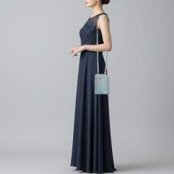 Pre Owned Loro Piana Pouch Light Blue Leather Crossbody Bag