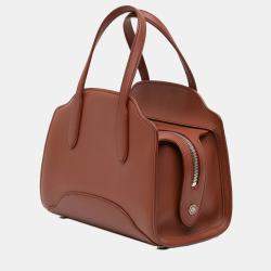 مملوكة مسبقًا Loro Piana Brown Micro Leather Sesia Satchel