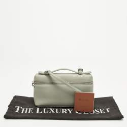 Pre Owned Loro Piana Extra Pocket L19 Light Green Leather Pouch Bag