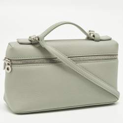 Pre Owned Loro Piana Extra Pocket L19 Light Green Leather Pouch Bag