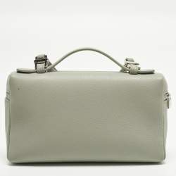 Pre Owned Loro Piana Extra Pocket L19 Light Green Leather Pouch Bag