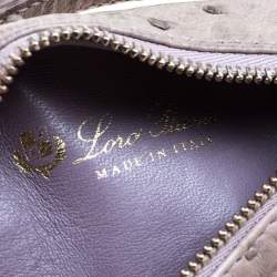 Pre Owned Loro Piana Pale Green Ostrich Leather Zip Pouch