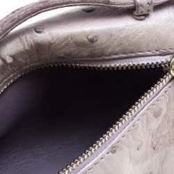Pre Owned Loro Piana Pale Green Ostrich Leather Zip Pouch