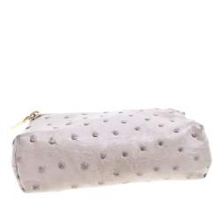 Pre Owned Loro Piana Pale Green Ostrich Leather Zip Pouch