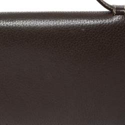 Pre Owned Loro Piana Dark Grey Leather Zip Around Pouch
