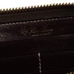 Pre Owned Loro Piana Dark Grey Leather Zip Around Pouch