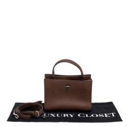 Pre Owned Loro Piana Brown Leather and Suede Petite Odessa Top Handle Bag