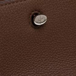 Pre Owned Loro Piana Brown Leather and Suede Petite Odessa Top Handle Bag