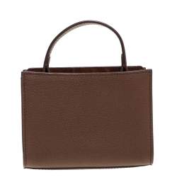 Pre Owned Loro Piana Brown Leather and Suede Petite Odessa Top Handle Bag