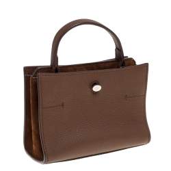 Pre Owned Loro Piana Brown Leather and Suede Petite Odessa Top Handle Bag