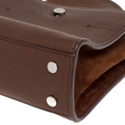 Pre Owned Loro Piana Brown Leather and Suede Petite Odessa Top Handle Bag