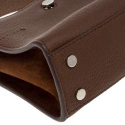 Pre Owned Loro Piana Brown Leather and Suede Petite Odessa Top Handle Bag