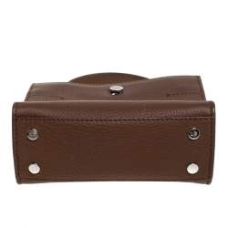 Pre Owned Loro Piana Brown Leather and Suede Petite Odessa Top Handle Bag