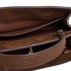 Pre Owned Loro Piana Brown Leather and Suede Petite Odessa Top Handle Bag