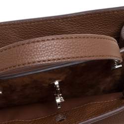 Pre Owned Loro Piana Brown Leather and Suede Petite Odessa Top Handle Bag