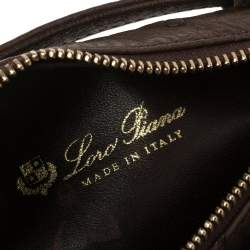 Pre Owned Loro Piana Brown Ostrich Zip Pouch