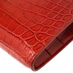 Loro Piana Red Crocodile Zipped Flat Pouch