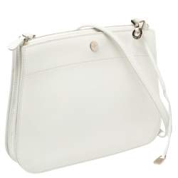 Pre Owned Loro Piana White Leather Milky Way Crossbody Bag