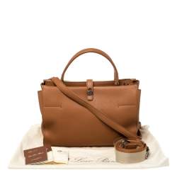 Loro Piana Brown Leather Petite Odessa Top Handle Bag