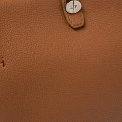 Loro Piana Brown Leather Petite Odessa Top Handle Bag
