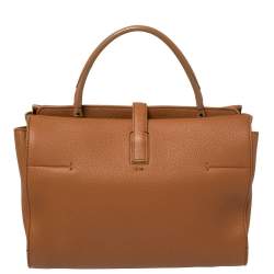 Loro Piana Brown Leather Petite Odessa Top Handle Bag