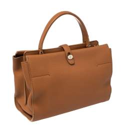 Loro Piana Brown Leather Petite Odessa Top Handle Bag