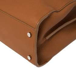 Loro Piana Brown Leather Petite Odessa Top Handle Bag