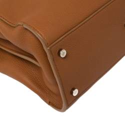 Loro Piana Brown Leather Petite Odessa Top Handle Bag