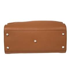 Loro Piana Brown Leather Petite Odessa Top Handle Bag