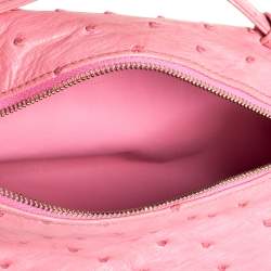 Pre Owned Loro Piana Pink Ostrich Zip Pouch