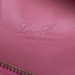 Pre Owned Loro Piana Pink Ostrich Zip Pouch