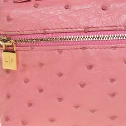 Pre Owned Loro Piana Pink Ostrich Zip Pouch