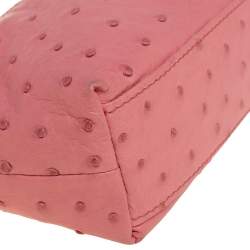 Pre Owned Loro Piana Pink Ostrich Zip Pouch