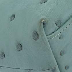 Pre Owned Loro Piana Light Blue Ostrich Zip Pouch