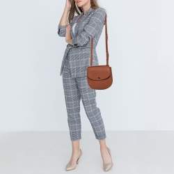 Pre Owned Loro Piana Caramel Brown Leather Flap Top Handle Bag