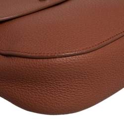 Pre Owned Loro Piana Caramel Brown Leather Flap Top Handle Bag