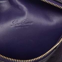 Pre Owned Loro Piana Purple Ostrich Leather Zip L19 Pouch