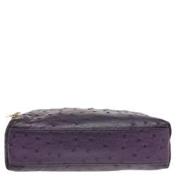 Pre Owned Loro Piana Purple Ostrich Leather Zip L19 Pouch